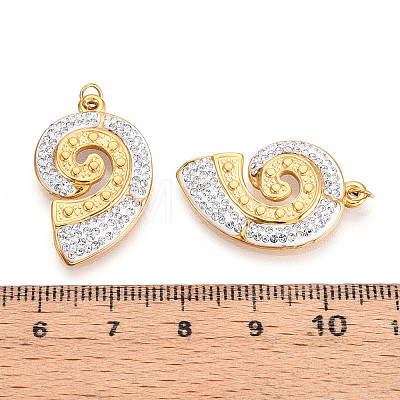 Ion Plating(IP) 304 Stainless Steel Polymer Clay Rhinestone Pendants STAS-N115-16G-1