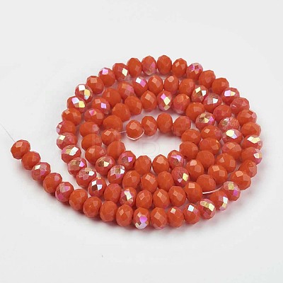 Electroplate Opaque Solid Color Glass Beads Strands X1-EGLA-A034-P8mm-L03-1