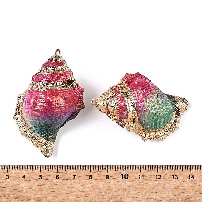 Spray Painted Natural Conch Shell Big Pendants SSHEL-N038-11B-1