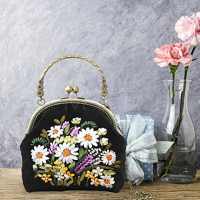 DIY Ethnic Style Flower Pattern Embroidery Crossbody Bags Kits DIY-WH0292-87C-1