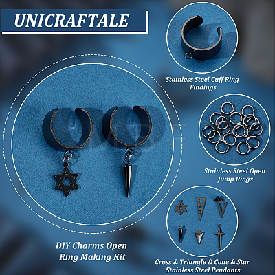 Unicraftale DIY Charms Open Ring Making Kit STAS-UN0049-64-1