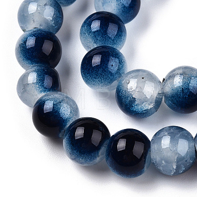 Crackle Baking Painted Imitation Jade Glass Beads Strands DGLA-T003-6mm-15-1