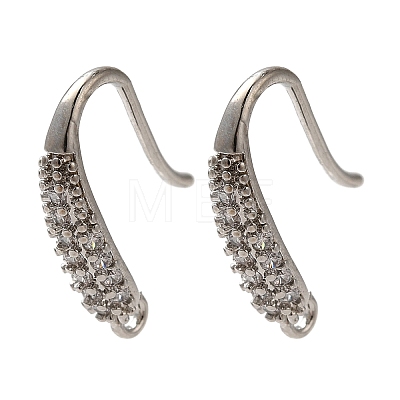 Rack Plating Brass Micro Pave Clear Cubic Zirconia Earring Hooks KK-A231-02P-1