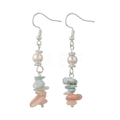 Natural Morganite & Larimar Chips Beads & Natural Spiral Shell Necklaces & Dangle Earring & Bracelets Sets SJEW-JS01387-1