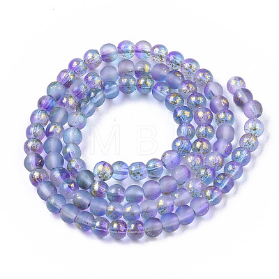 Frosted Spray Painted Glass Beads Strands GLAA-N035-03A-C05-1