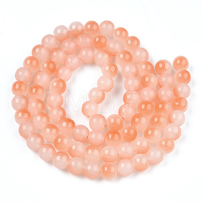 Baking Painted Imitation Jade Glass Round Bead Strands DGLA-N003-8mm-08-1