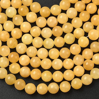 Natural Yellow Jade Bead Strands G-K121-02-8mm-1