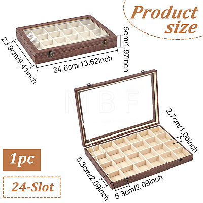 24-Slot Rectangle Wood Grain Imitation Leather Pendant Necklace Jewelry Storage Presentation Boxes CON-WH0095-33C-1