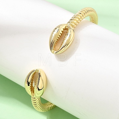 Ocean Brass Shell Shape Open Cuff Bangles for Women KK-CBAF3A5-09G-1