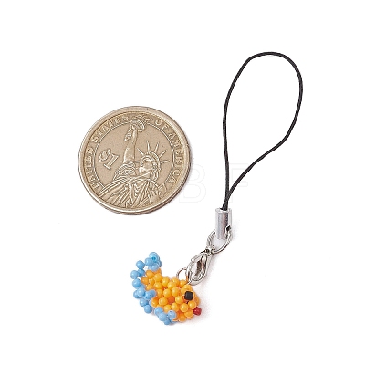 Glass Seed Bead Beaded Fish Charm Mobile Straps HJEW-MZ00182-03-1