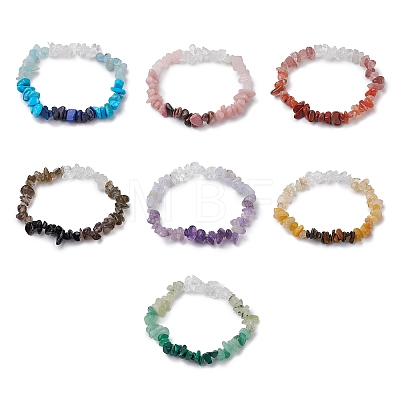 7Pcs Gemstone Stretch Bracelet Sets BJEW-JB11012-1