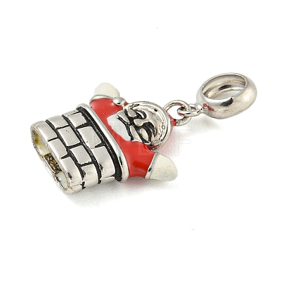 Anti-Tarnish Rhodium Plated 925 Sterling Silver Enamel Christmas European Dangle Charms STER-Z010-02P-01B-1