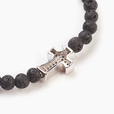 Natural Lava Rock Beads Stretch Bracelets BJEW-JB03823-02-1
