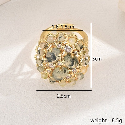 Vintage Brass Micro Pave Cubic Zirconia Adjustable Rings for Women's Party Dress HT9730-4-1