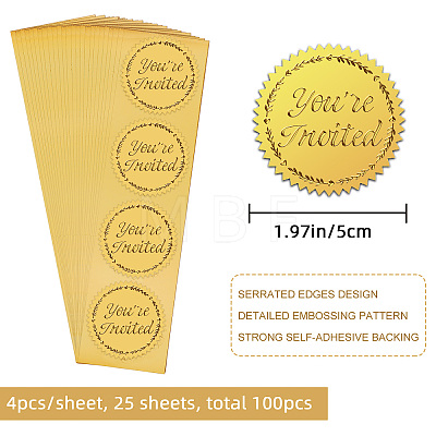 Self Adhesive Gold Foil Embossed Stickers DIY-WH0211-335-1