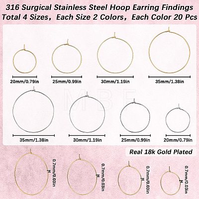 SUNNYCLUE 160Pcs 8 Style 316 Surgical Stainless Steel Wine Glass Charms Rings STAS-SC0007-27-1