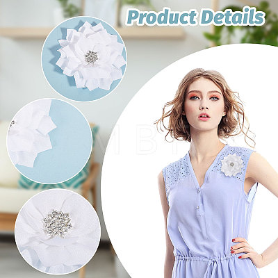 Flower Chiffon Fabric with Rhinestone Accessories FIND-WH0159-97-1