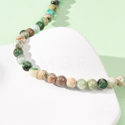 6MM Natural Green Line Jasper Round Beaded Necklaces GG-CBAA808-02P-A-1