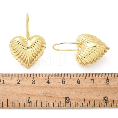 Textured Heart Brass Dangle Earrings EJEW-B132-04G-1