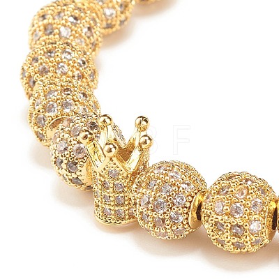 4Pcs 4 Color Cubic Zirconia Round & Crown Braided Bead Bracelet with Synthetic Hematite BJEW-JB08049-1