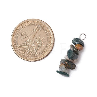 3Pcs Natural Labradorite & Moss Agate & Obsidian Chip Beaded Constellation Pendants PALLOY-JF03043-10-1