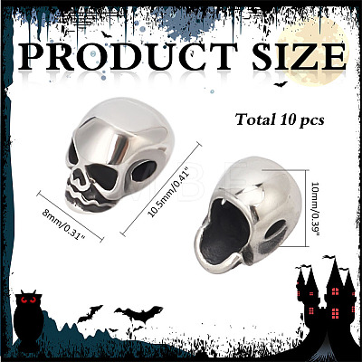 10Pcs Halloween 316 Surgical Stainless Steel Beads STAS-ME0002-89-1