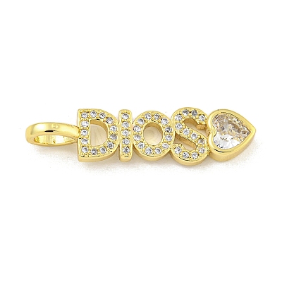 Word DIOS Rack Plating Brass Micro Pave Clear Cubic Zirconia Pendants KK-Z053-11G-02-1