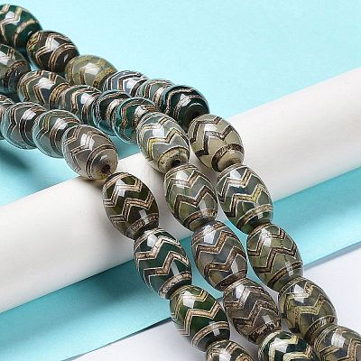 Tibetan Style dZi Beads Strands TDZI-E005-01C-1