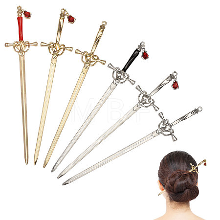 6Pcs 6 Styles Alloy Hair Pin AJEW-FH0006-17-1