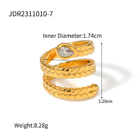304 Stainless Steel with Cubic Zirconia Cuff Rings FS-WGA1504-11-1