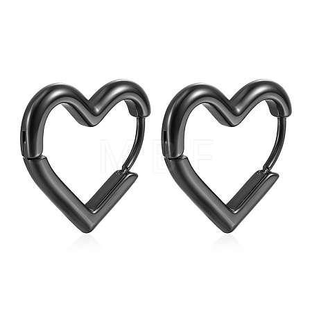 Heart Stainless Steel Hoop Earrings PW-WG7B21D-02-1