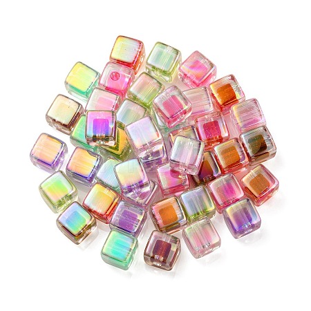 UV Plating Transparent Acrylic European Beads OACR-F004-10-1