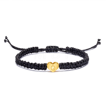 Alloy Heart with Letter Pattern Bead Braided Bead Bracelets FS-WGEB992-17-1