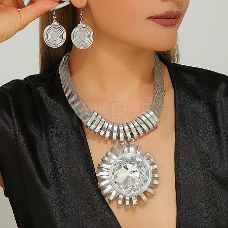 Aluminum & Alloy & Acrylic Sunflower Statement Jewelry Set WG15403-01-1