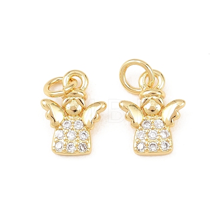 Brass Micro Pave Cubic Zirconia Charms KK-C162-032G-1