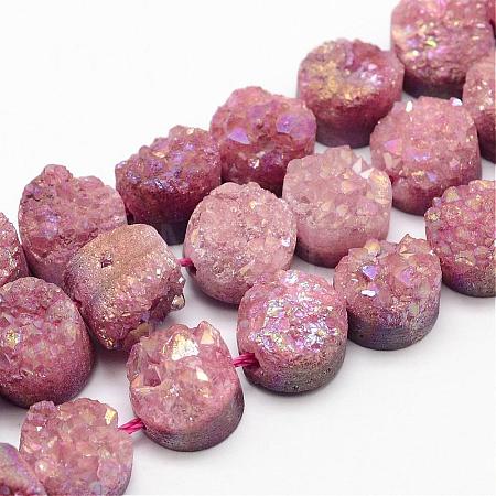 Electroplated Natural Druzy Quartz Crystal Bead Strands G-G889-01-1