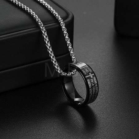 Easter 201 Stainless Steel Egraved Bible Ring Pendant Necklaces FS-WG704A1-02-1