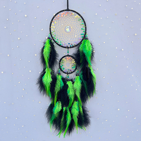 Feather Woven Web/Net with Feather Pendant Decorations PW-WGE515C-01-1