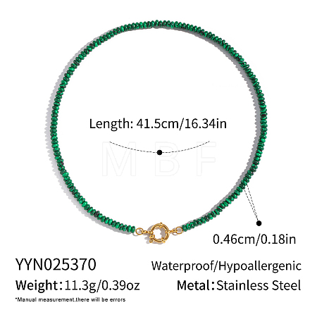 Autumn Winter Synthetic Malachite Rondelle Beaded Necklaces TB0326-4-1