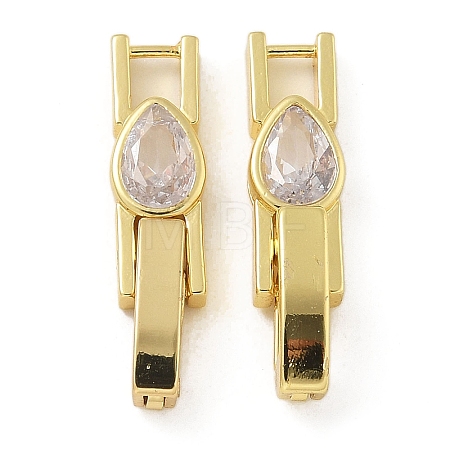 Rack Plating Brass Micro Pave Cubic Zirconia Watch Band Clasps KK-A234-016G-03-1