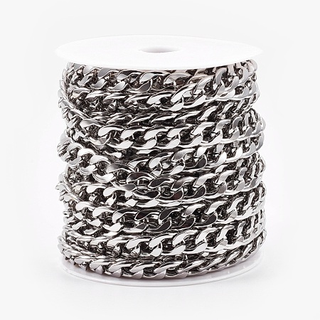 Tarnish Resistant 304 Stainless Steel Cuban Link Chains CHS-E013-17B-1