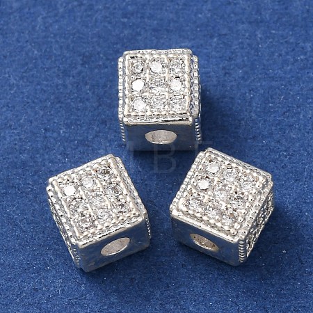 Brass Clear Cubic Zirconia Beads KK-L272-04S-1