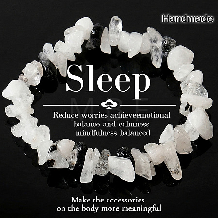 Natural Tourmalinated Quartz Chip Beaded Stretch Bracelets JI5766-13-1