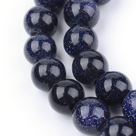 Synthetic Blue Goldstone Beads Strands G-Q462-10mm-28-1
