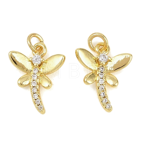 Brass Micro Pave Clear Cubic Zirconia Charms KK-D218-26G-04-1