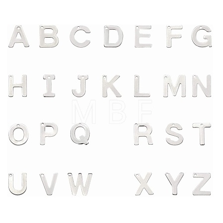 Tarnish Resistant 304 Stainless Steel Alphabet Charms STAS-O073-01-1