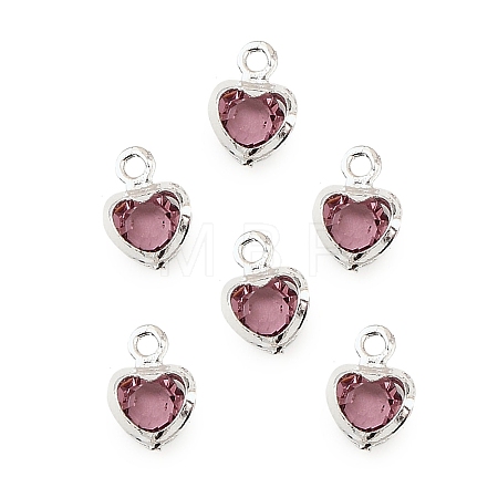 Heart Brass Glass Charms KK-S385-01S-09-1