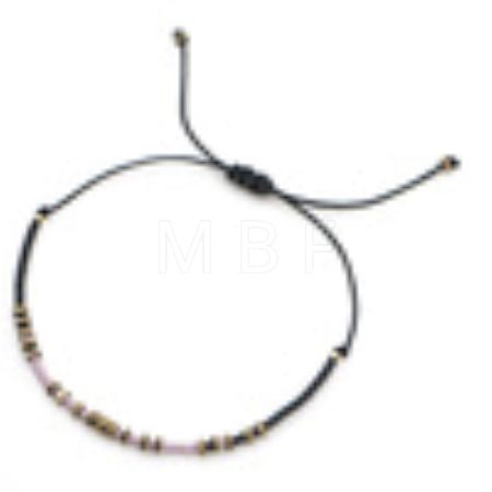Glass Seed Bead & Brass Beads Braided Bead Bracelets DN7450-6-1