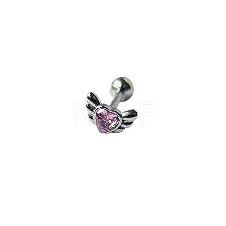 Angel Wing Heart 316L Surgical Stainless Steel Pave Cubic Zirconia Tongue Rings FS-WG901EE-04-1