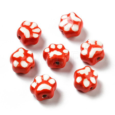Handmade Printed Porcelain Beads X1-PORC-F005-02C-1